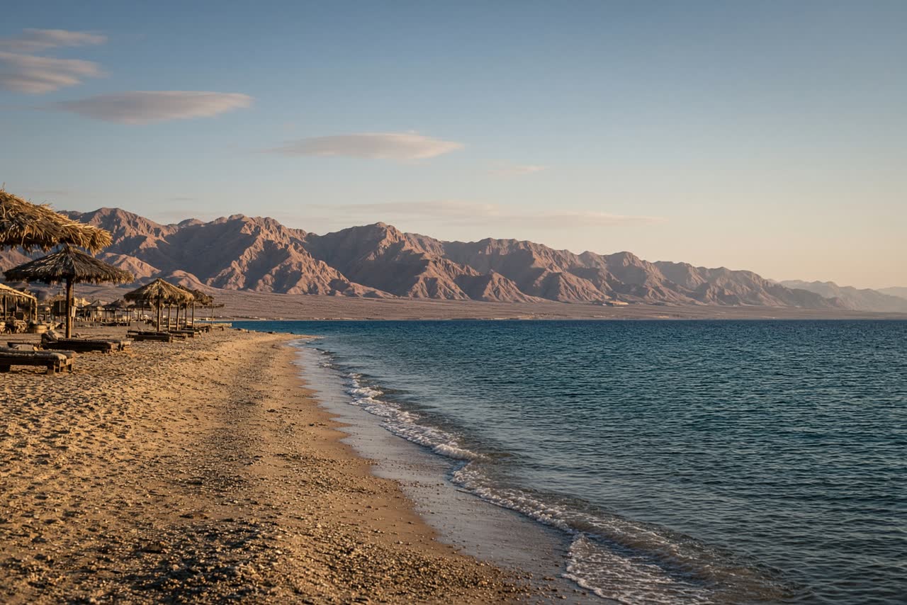 Vy från utflykten Dahab och Blå hålet i Sinai